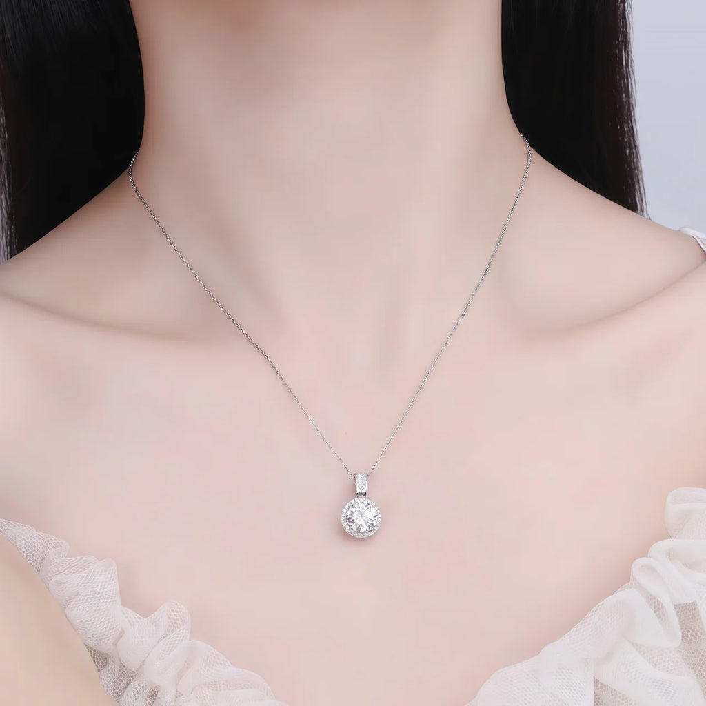 Moissanite Halo Necklace