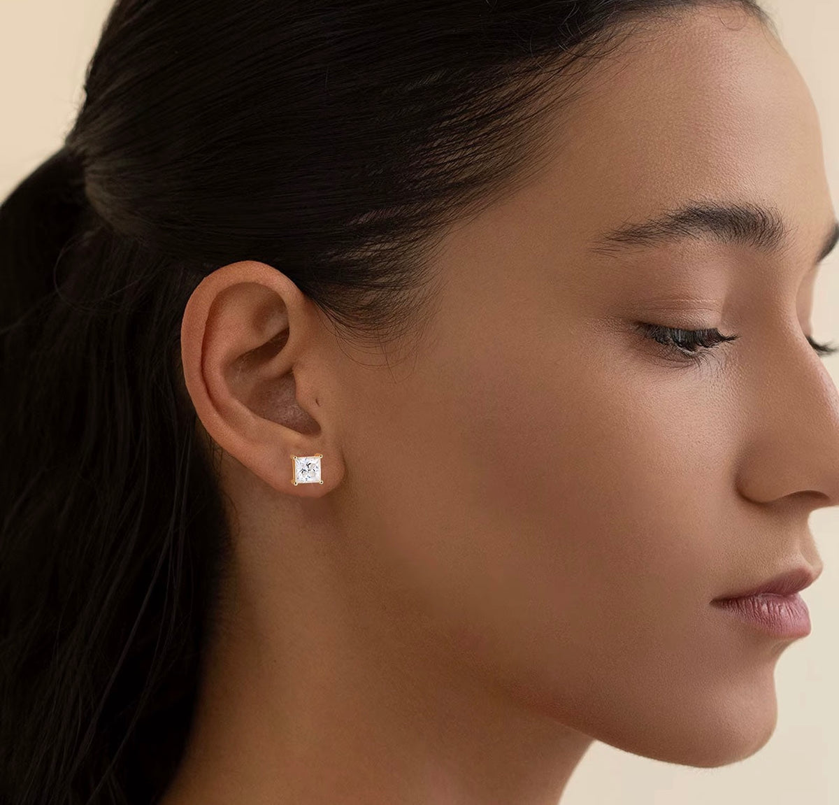 Moissanite Princess Cut Earrings