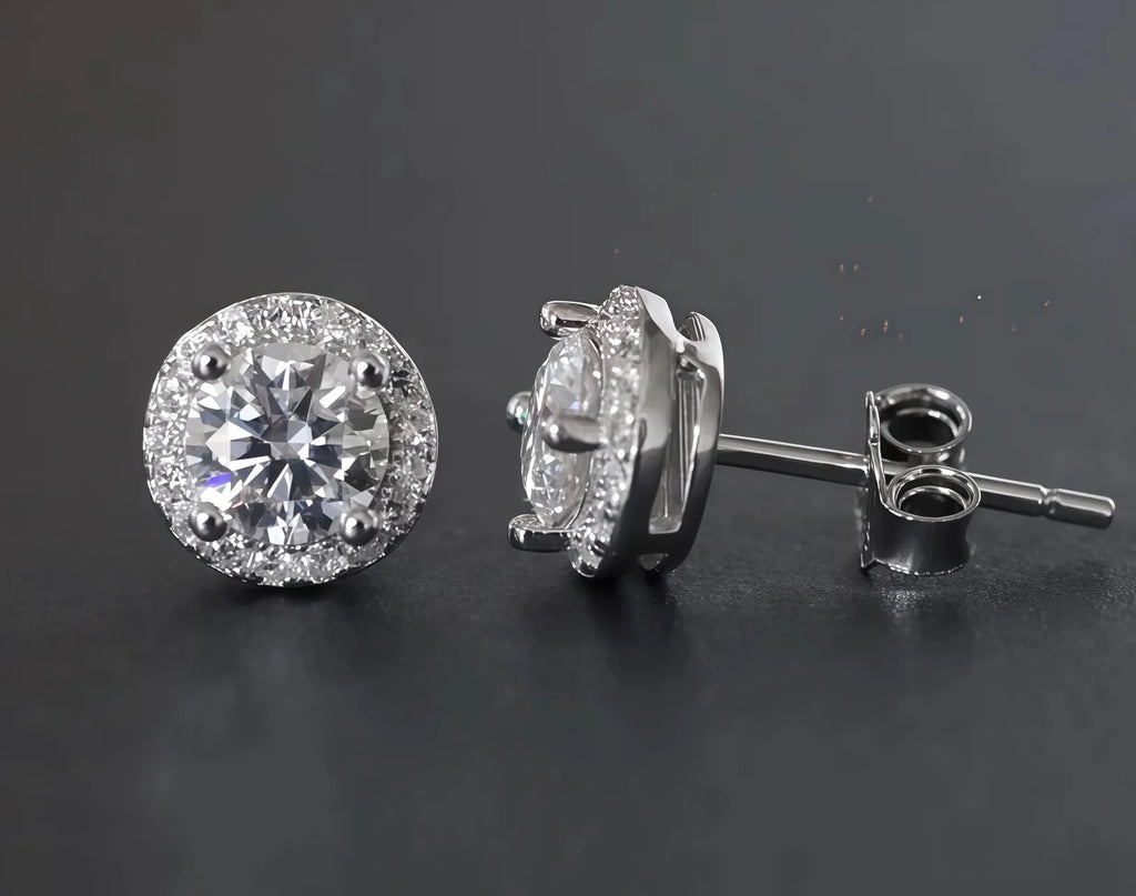 Halo Moissanite Earrings