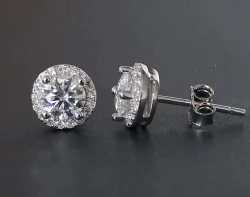 Halo Moissanite Earrings