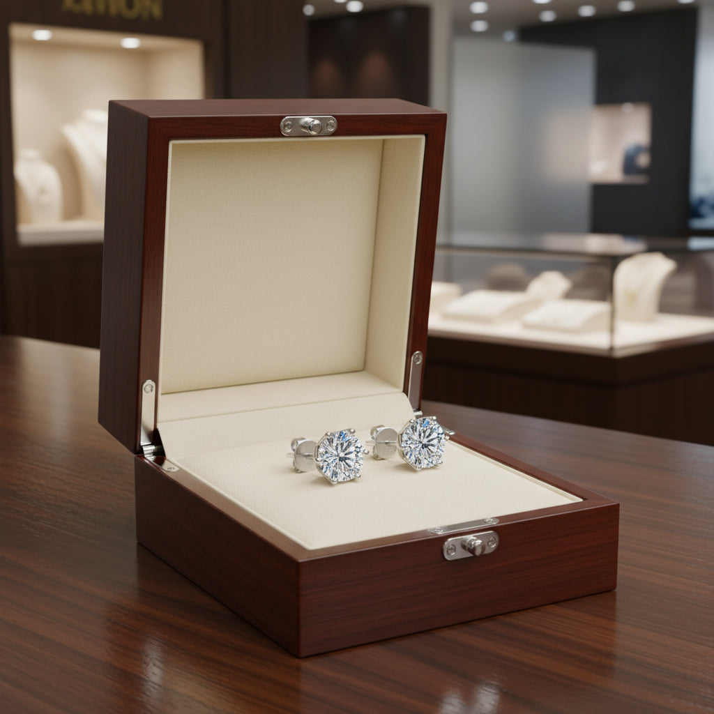 3mm moissanite earrings, 925 sterling silver. VVS clarity, high quality stones.